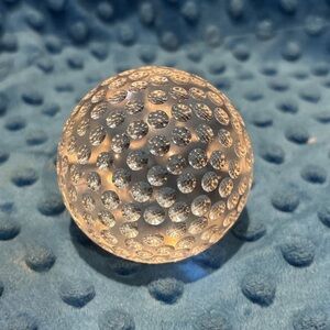 Round Clear Crystal Glass Golf Ball Paperweight with Dimples